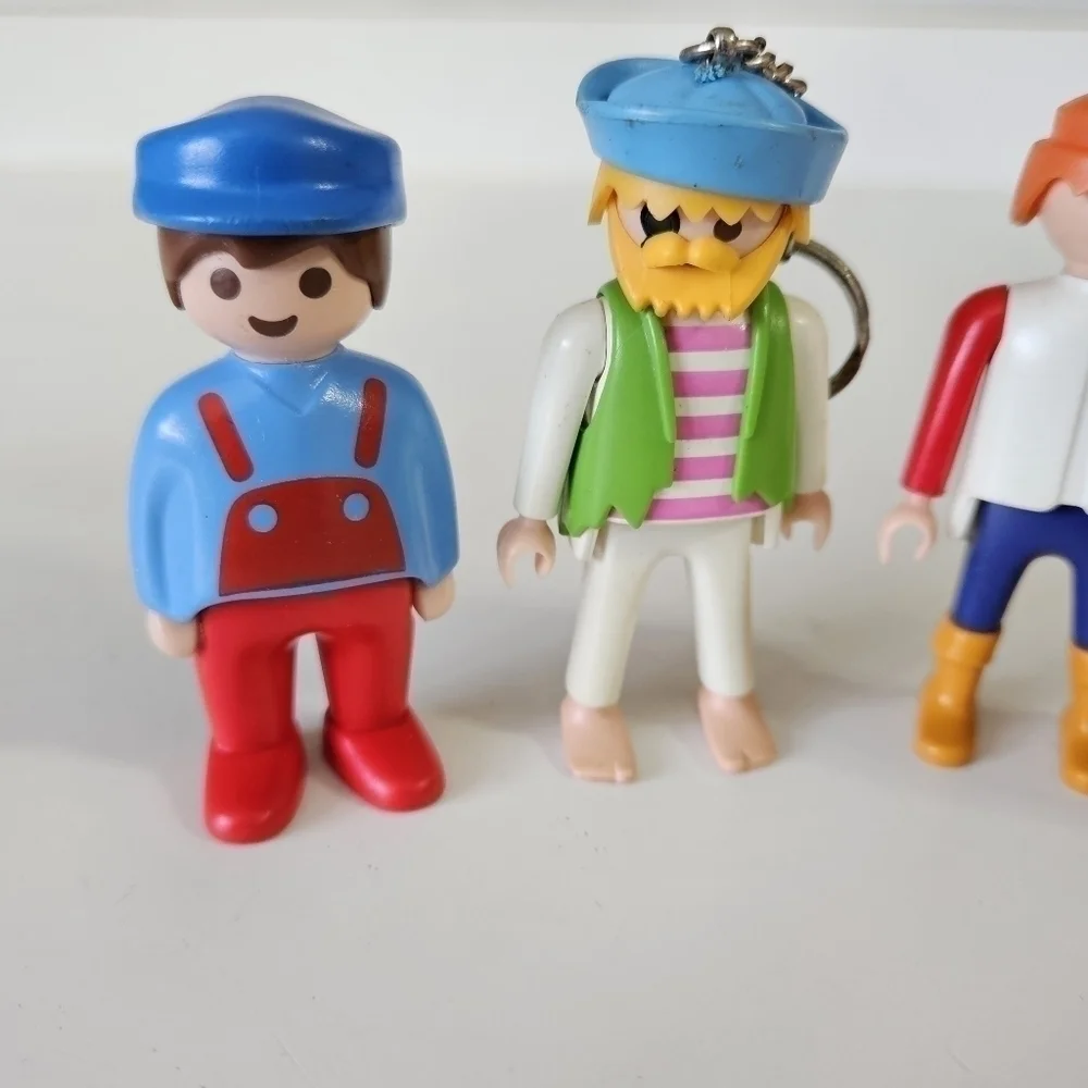VINTAGE Playmobil Keychain and Figures Pirate Worker Medieval Boy Lot of 4 1990s
